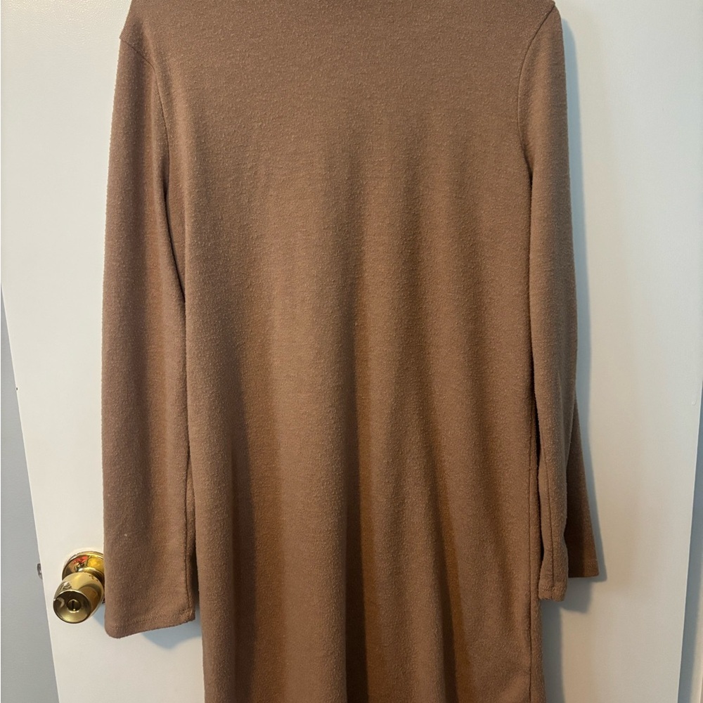 Zara Classic Tan Long Sleeve Bohemian Cottagecore Cozy Turtleneck Dress